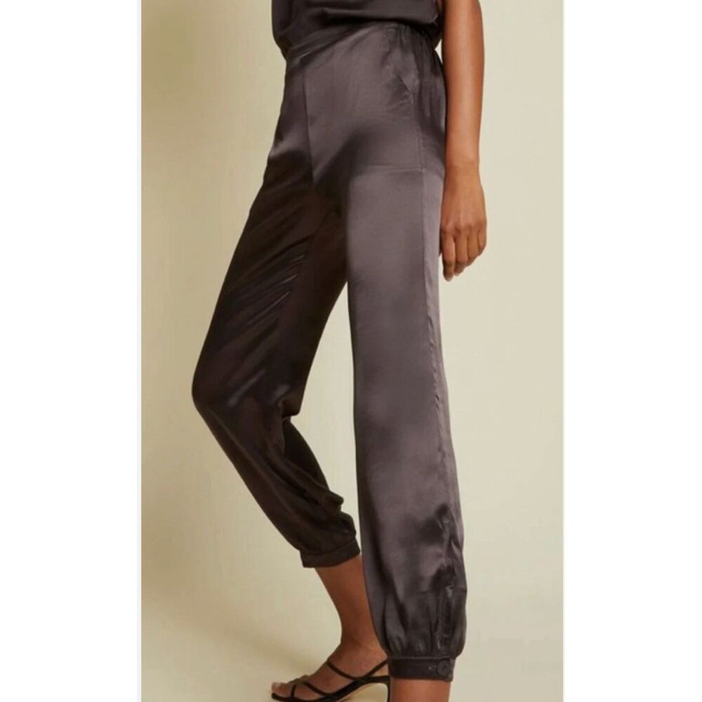 Nation LTD Camden Snap Cuff Satin Jogger Brown Pants Size Medium